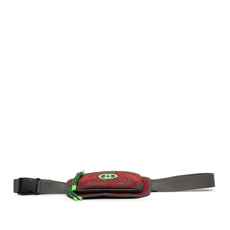 Gucci GG Nylon Belt Bag Body Bag Waist Bag 752102 Grey Red Nylon Rubber Ladies