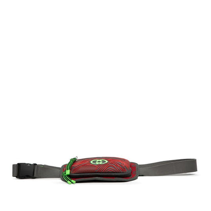 Gucci GG Nylon Belt Bag Body Bag Waist Bag 752102 Grey Red Nylon Rubber Ladies