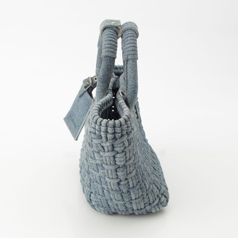 Balenciaga Bistro XS Denim Basket 2WAY Shoulder Handbag 671342 Indigo Blue