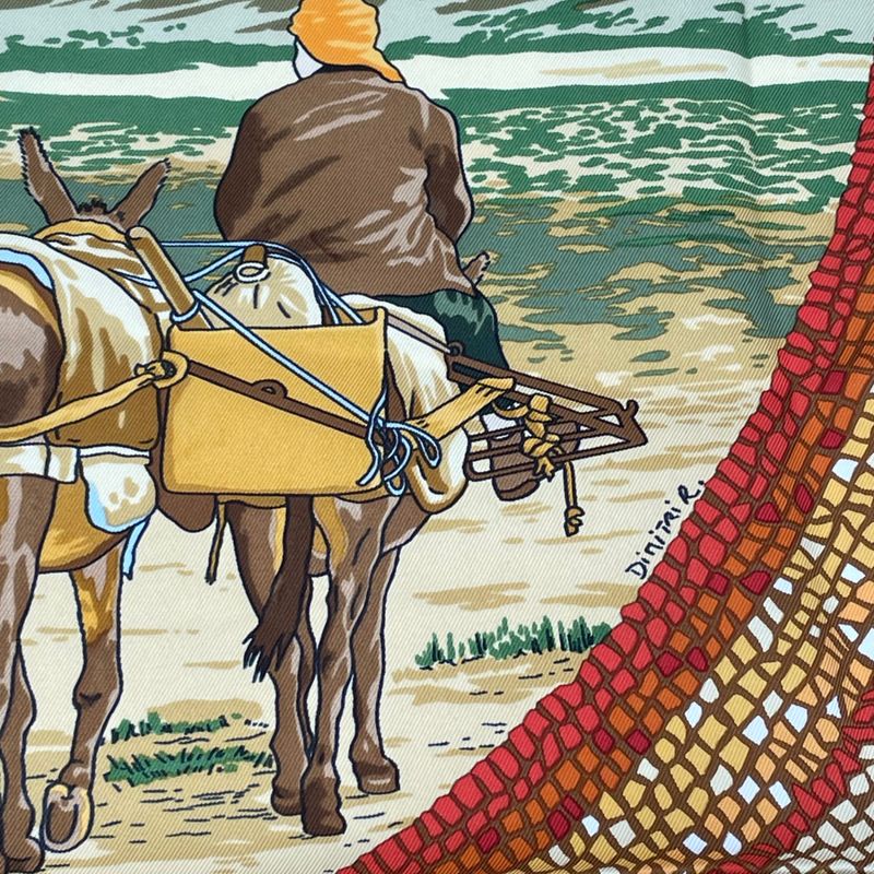 Hermes Carre 90 SOUS LE Cedre Silk Scarf Under Himalayan Cedars Black