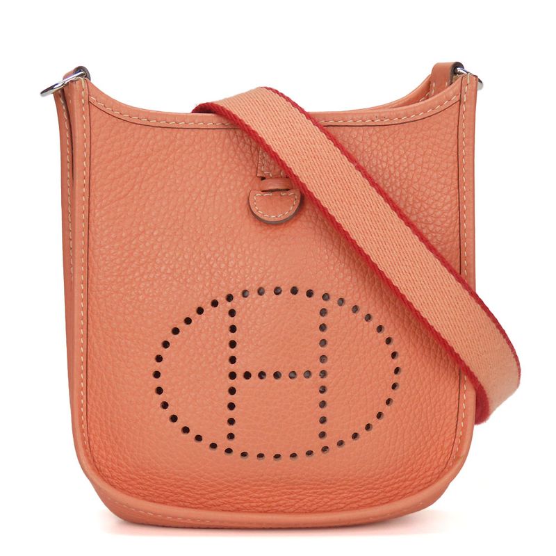 Hermes Shoulder Bag Evelyn TPM Togo Salmon Pink Red Silver Hardware □Q Engraved