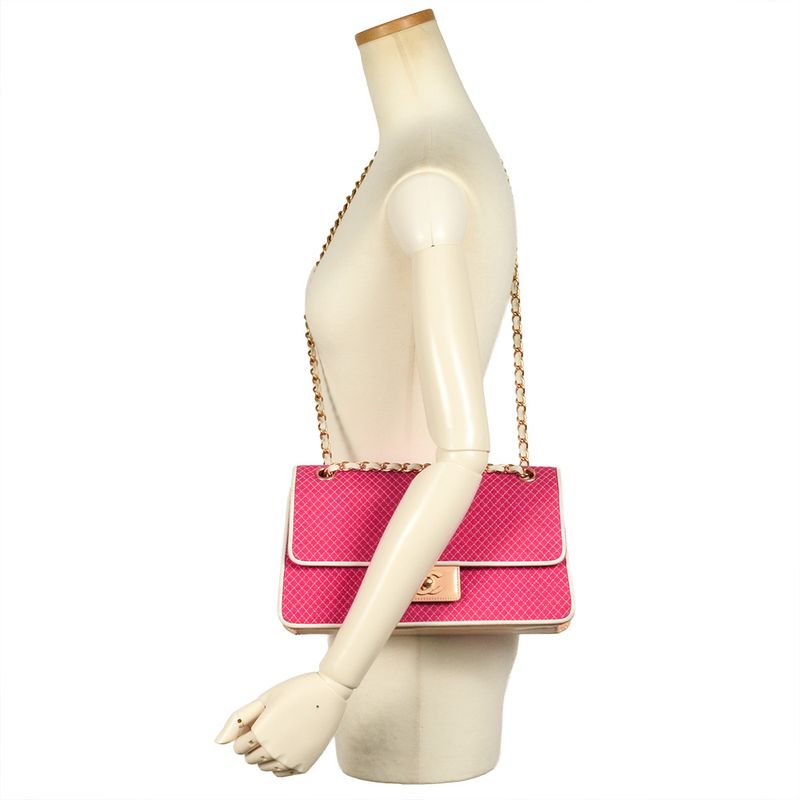 Chanel Micro Quilted Chain Shoulder Bag Jersey Pink Gold Hardware Coco Mark