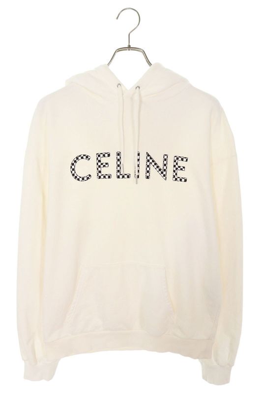 Celine 21AW 2y479052h Logo Studded Checker Pullover Hoodie Men's L