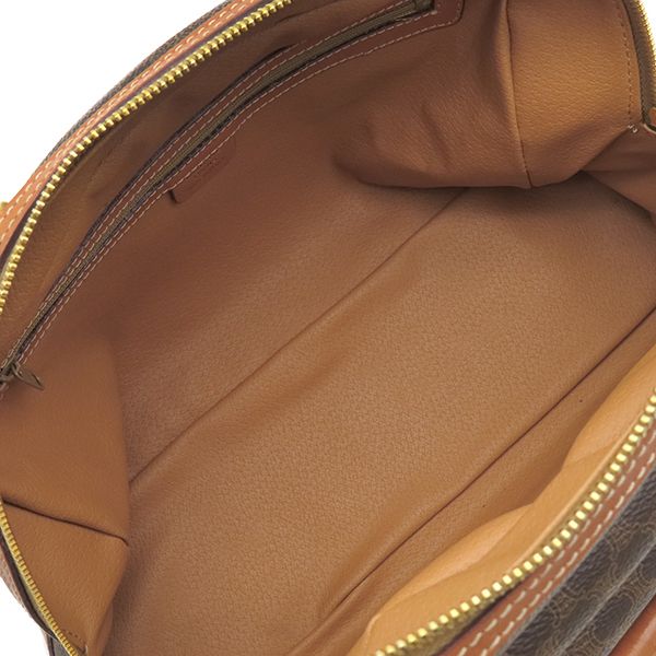 Celine Handbag Macadam Half Moon PVC Leather Brown Gold Hardware Brown Mini