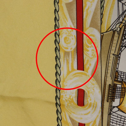 Hermes Carré 90 Vive Le Vent Windblown Silk Yellow Women's Scarf