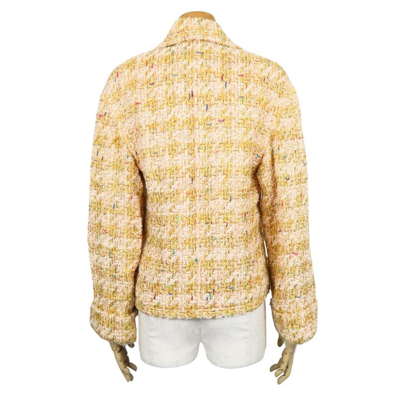 Chanel Tailored Jacket 38 Wool Nylon Acrylic Orange Multicolor Tweed Apparel