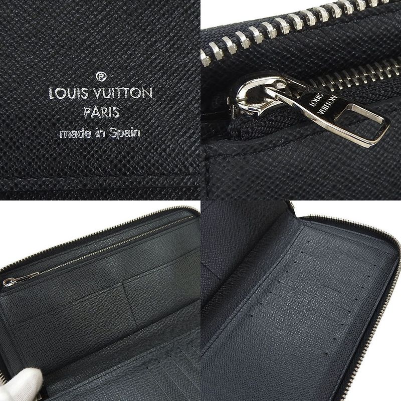 Louis Vuitton Long Wallet Zippy Wallet Vertical M32822 Taiga Black Ardoise