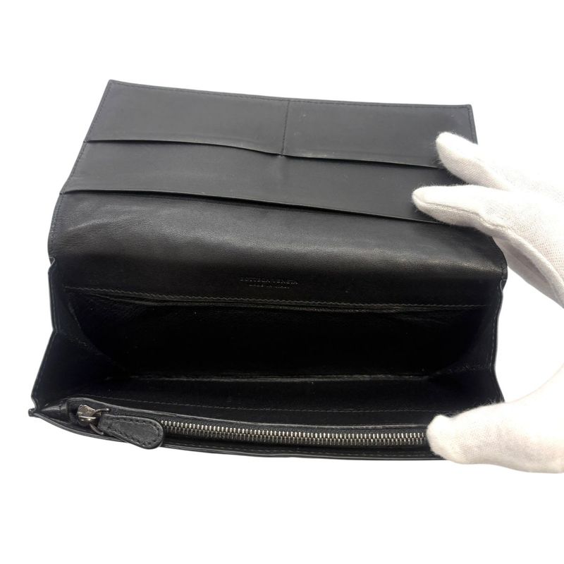 3199 Bottega Veneta Long Wallet 156819 Black Preowned Men's Folded Wallet
