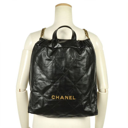 Chanel22 Matelasse Backpack Leather Black Knapsack Chain Shoulder Women