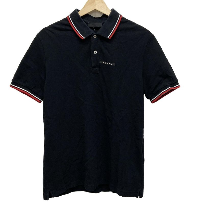 Prada Short Sleeve Polo Shirt Size L Men's - Black X Red X White