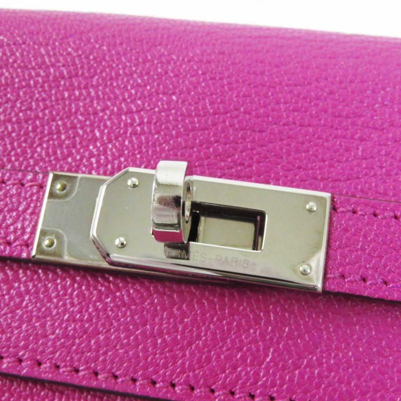 Hermes Kelly Wallet Rose Purple Silver Hardware Chevre Long Wallet / Long
