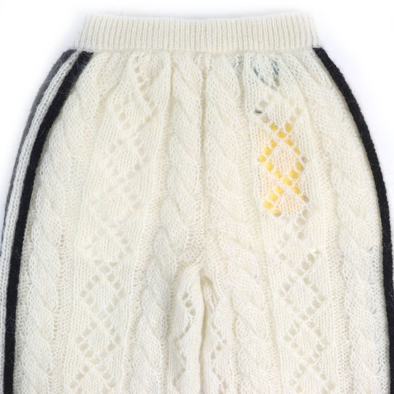 Gucci×adidas Gucci×adidas 721504 Trefoil Three Stripes Mohair Knit Pants Ivory