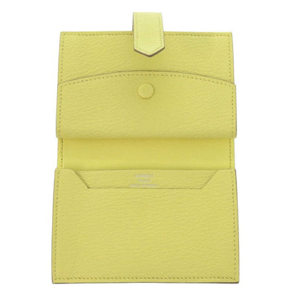 Hermes Bearn Card Case Chevre Mizor Lime Stamped W (made In 2024) Yellow 1650