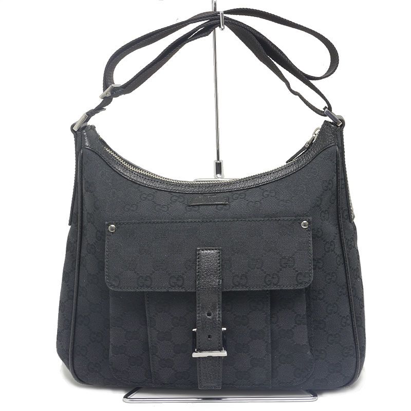 Gucci Shoulder Bag 114272 GG Canvas Black Crossbody