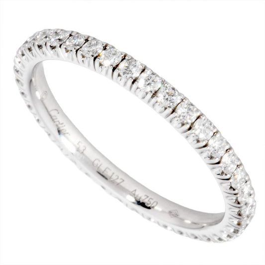 Cartier Etancel Full Eternity Ring With Diamonds #53 18K White Gold 19g