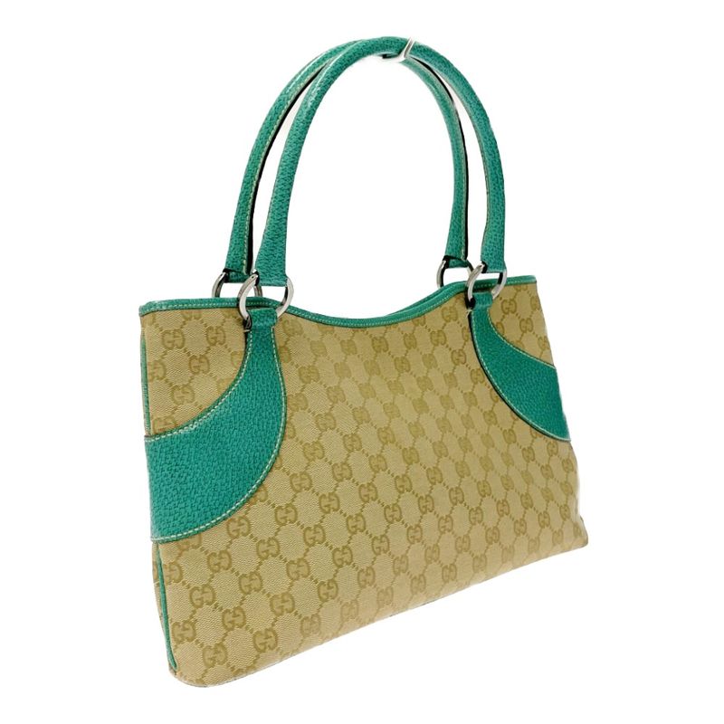 Gucci 113015 and 001013 GG Canvas Tote Bag Beige Green 370296 Tote Bag