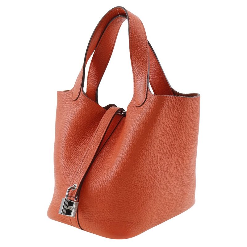 Hermes Picotin Lock PM Taurillon Clemence Orange/silver Hardware X Ladies
