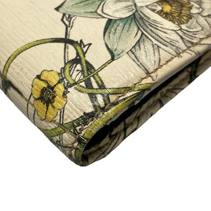 Gucci Business Card Holder Flora 248080 Ivory X Green X Multi Floral Pattern /
