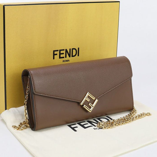 Fendi FF Diamond 8m0365 ALV4 Chain Wallet Leather Women