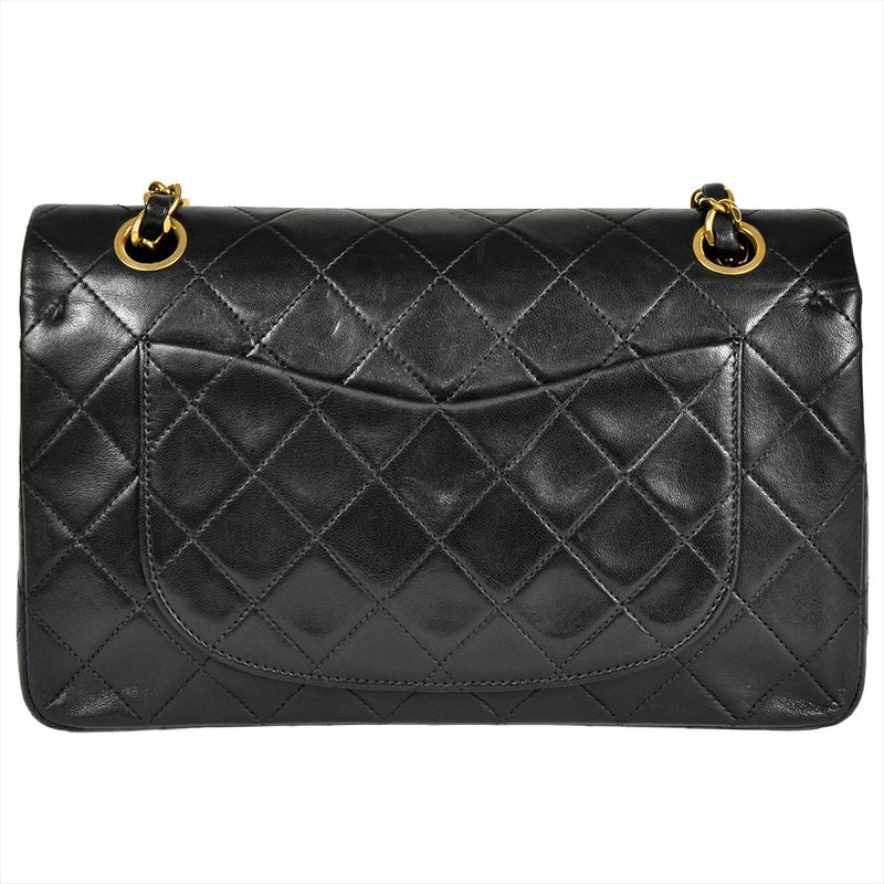 Chanel Matelasse 23 W Flap Chain Shoulder Bag Lamb Skin A01113 Black Gold