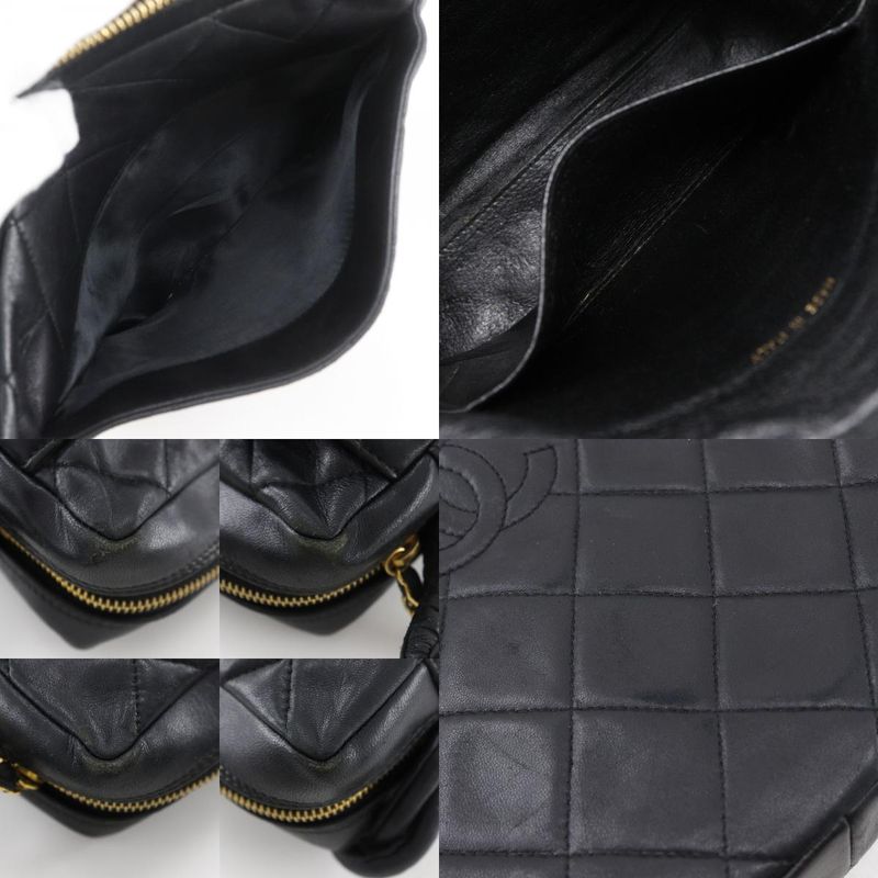 Chanel Matelasse Coco Mark Rope Vintage Lambskin Black Ladies Shoulder Bag