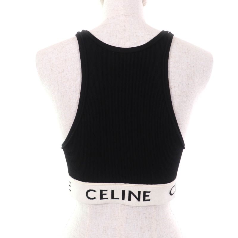 Celine 2a68l372n Athlete Bra / Mesh Logo Design Ascuff Tick Knit Black / Cream