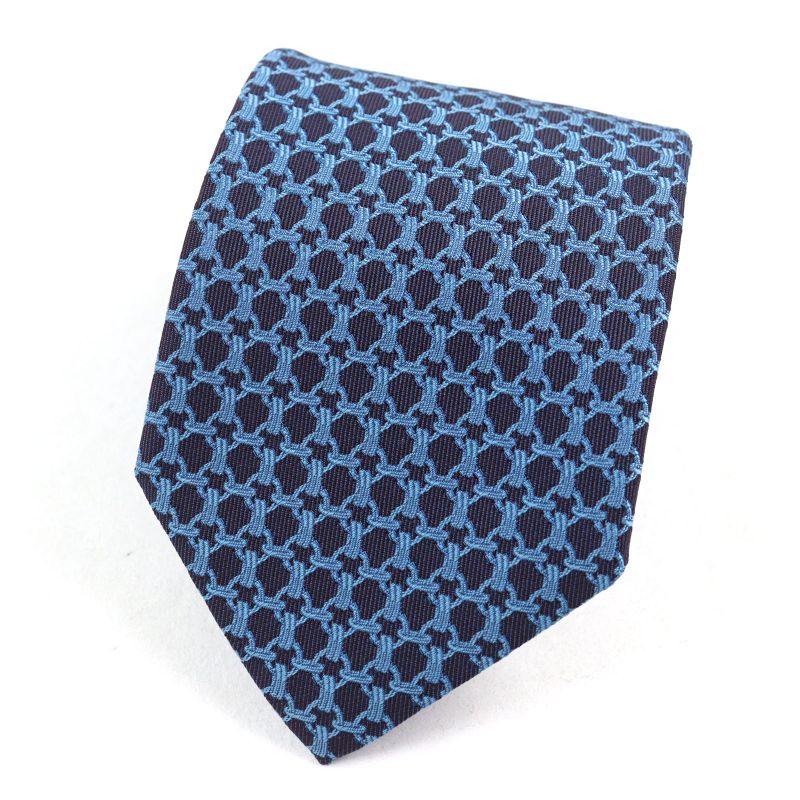 Hermes 659059t Cravate 100% Silk All-over Design H Logo Lining Tie Blue Navy