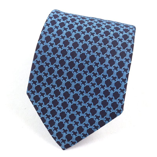 Hermes 659059t Cravate 100% Silk All-over Design H Logo Lining Tie Blue Navy
