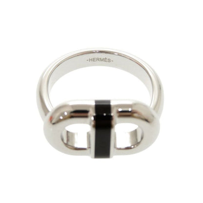 Hermes Myon Size T60 Metal Silver Black Ring 1082 Hermes Men's