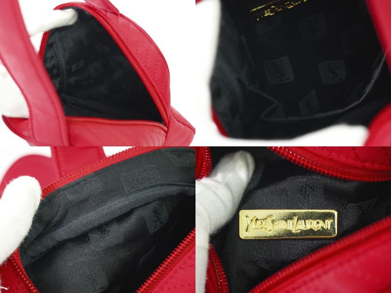 Authentic Yves Saint Laurent YVES Saint Laurent YSL Nylon Handbag Red Bag