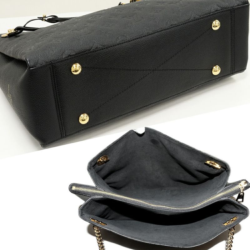 Louis Vuitton Tote Chain Shoulder Bag Monogram Empreinte Noir Black Scuff Nne