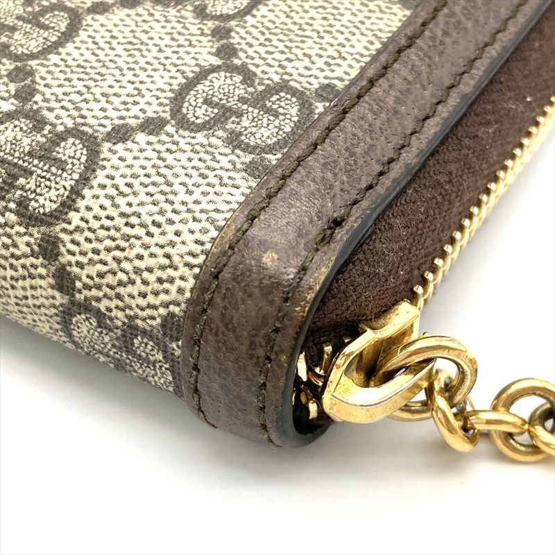 Gucci Ophidia Round Zipper GG Supreme Canvas Leather 523154 8745 Brown Gold