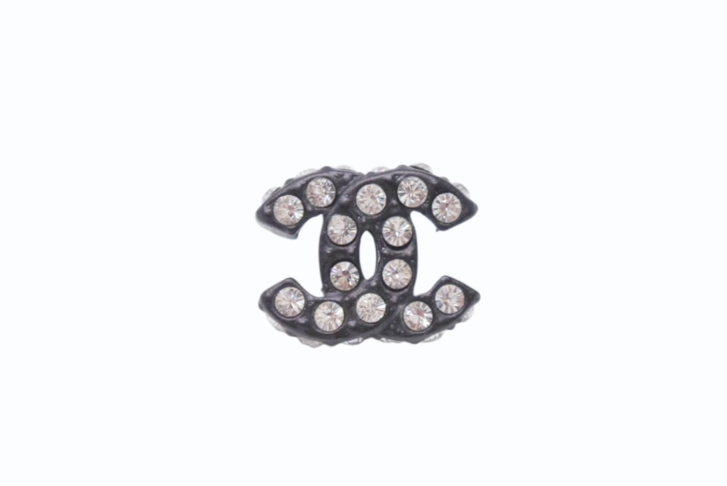 Chanel CC Logo Earrings 02 Rhinestone Black — view 2