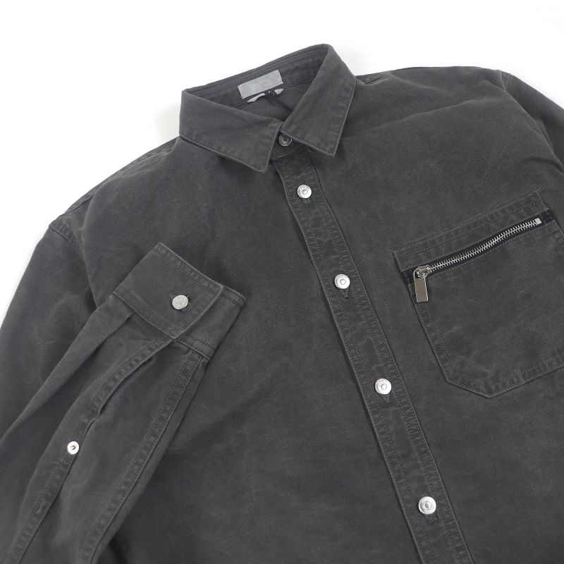 DIOR Homme 383d587ay520 Couture Logo Patch Washed Long Sleeve Denim Shirt Gray