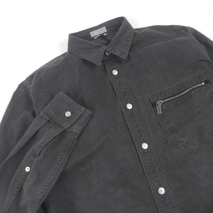DIOR Homme 383d587ay520 Couture Logo Patch Washed Long Sleeve Denim Shirt Gray