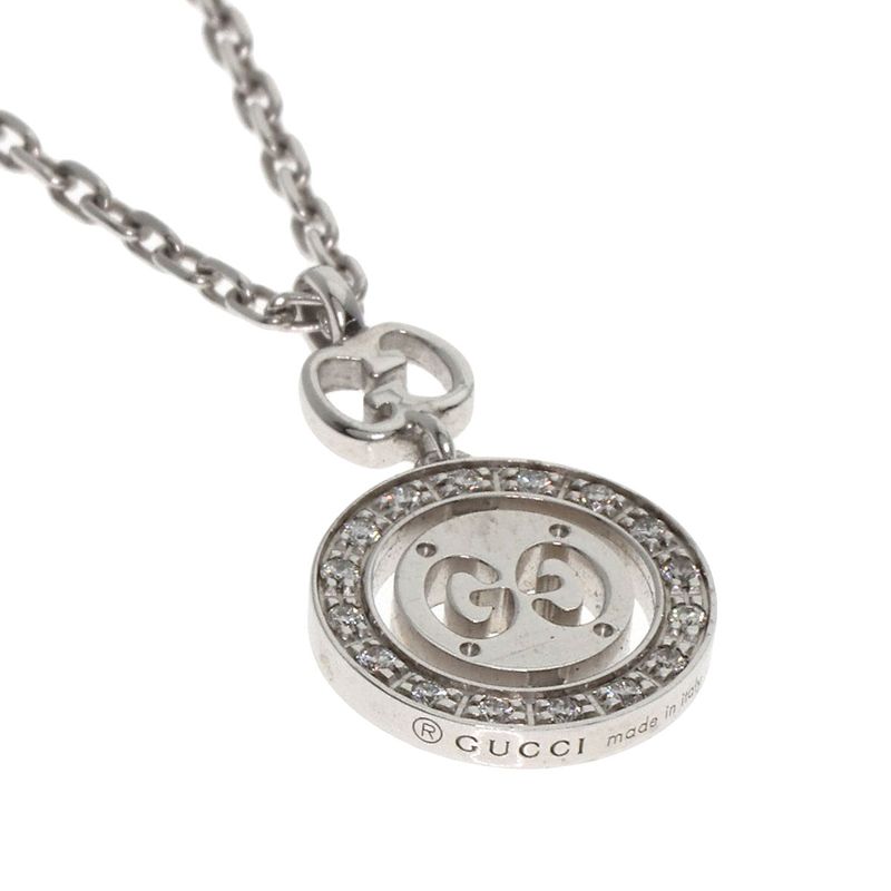 Gucci Icon Twirl Diamond Necklace 18K White Gold Ladies