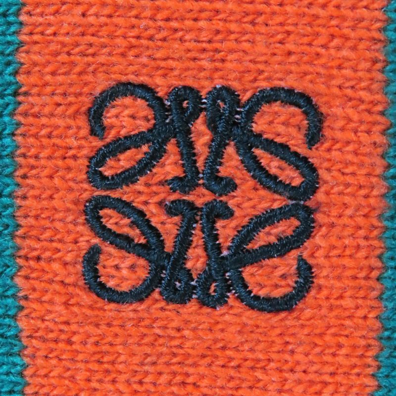 LOEWE H3299370sm Wool Cashmere Anagram Embroidery Striped High Gauge Long