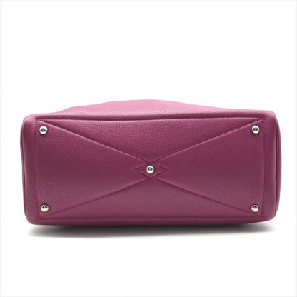 Hermes Victoria 35 Taurillon Clemence Leather Hand Boston Bag Purple Ladie