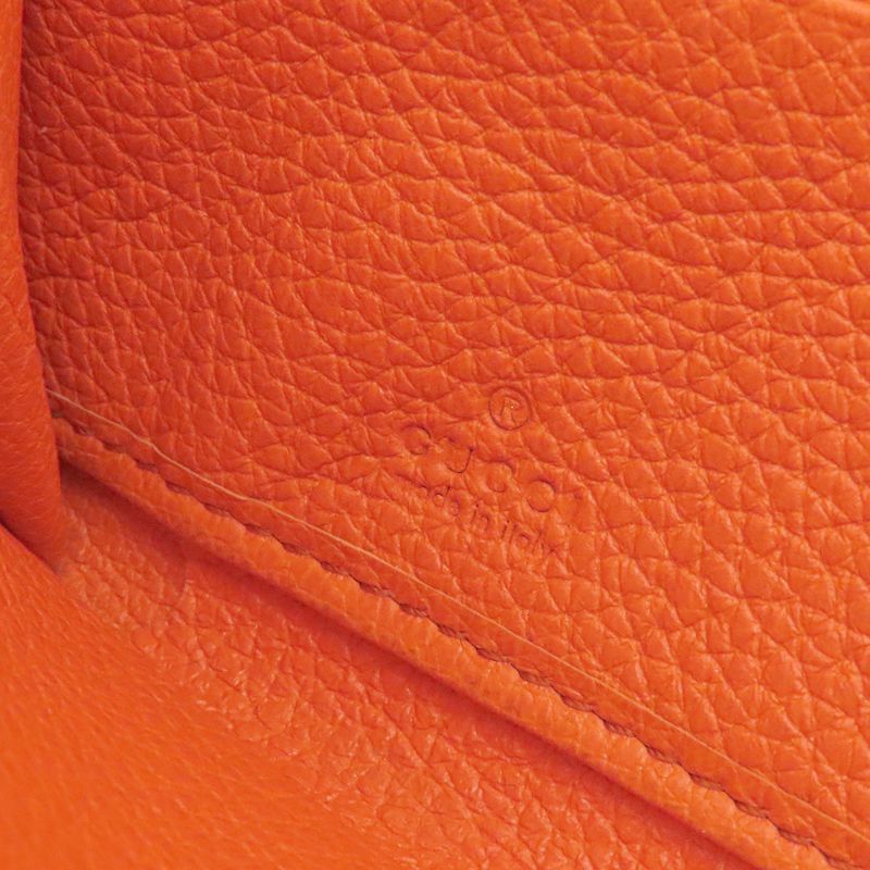 Gucci Long Wallet Logo Zip Around Wallet Leather Orange Gold Hardware Round