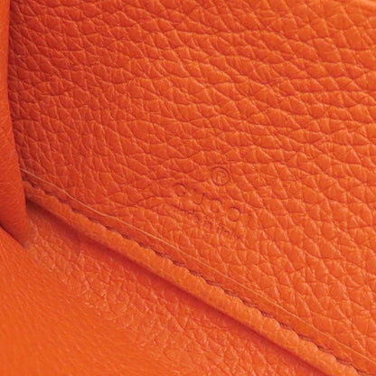 Gucci Long Wallet Logo Zip Around Wallet Leather Orange Gold Hardware Round