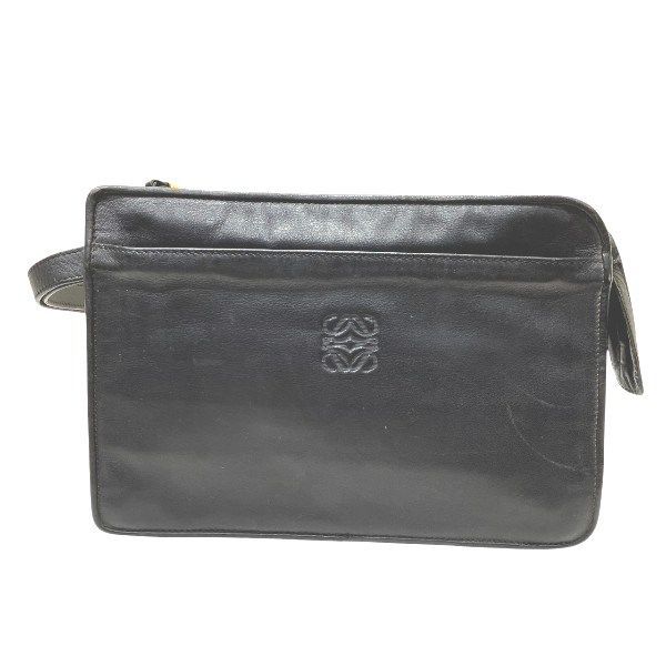 Loewe Black Leather Bag Clutch Bag Second Bag Men's