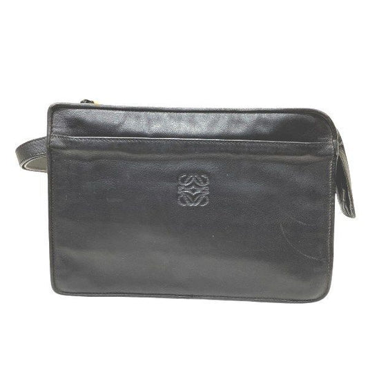 Loewe Black Leather Bag Clutch Bag Second Bag Men's