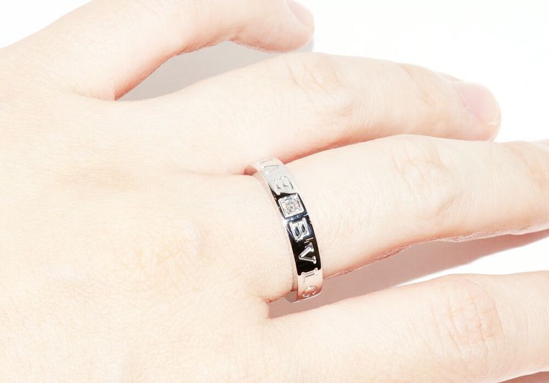 Bulgari Ring 18K White Gold Diamond 1p(004ct) Bzero1 Ring (double Logo Ring )