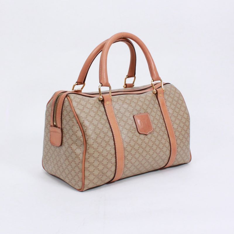Celine Macadam Leather X PVC Beige Handbag Gold