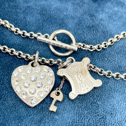 Celine Macadam Triomphe Stone Heart Necklace 24-2916s