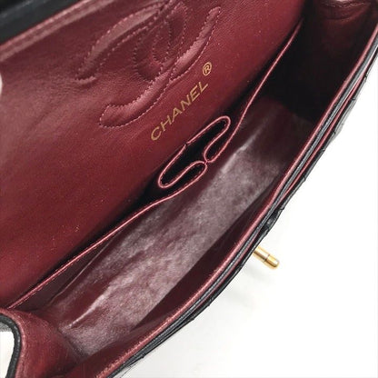 Chanel CC Logo Chain Shoulder Bag Lambskin Double Flap Black