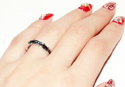 Chanel Ring 18K White Gold Black Ceramic Ultra Collection Ring Small Model J3092