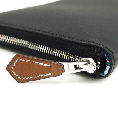 Hermes Long Azap Long Silk Quin Vaux Epson Black Silver Hardware Unused Black