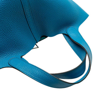Hermes Picotin Lock MM Blue With Silver Hardware Taurillon Clemence Ladies