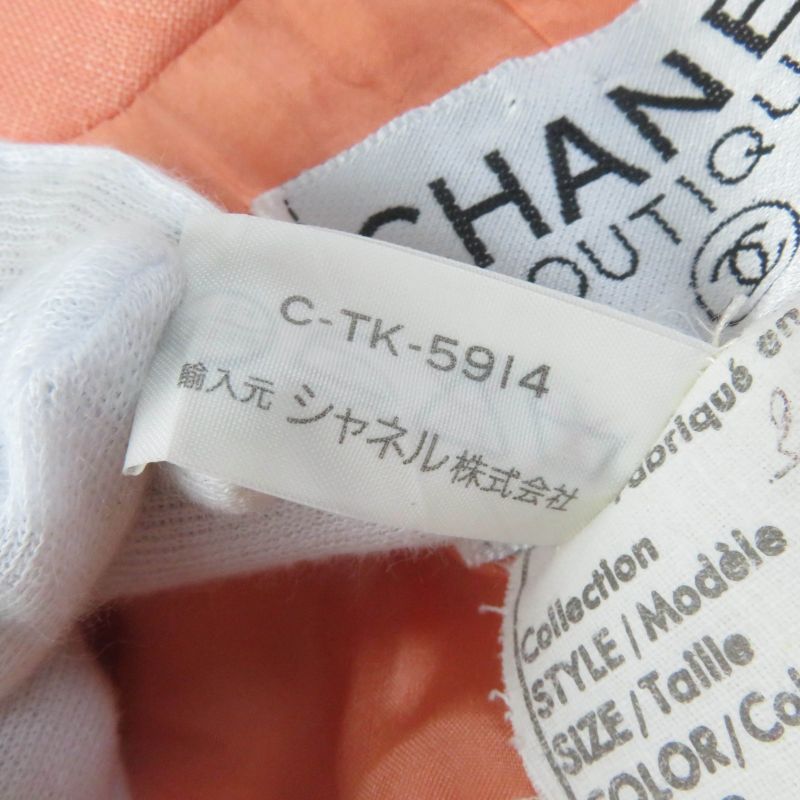 CHANEL Vintage 100% Linen Jacket And Dress Setup Ensemble Orange 36 Made In